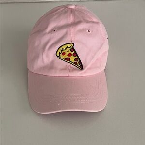 Pink Baseball Cap with Pizza Patch